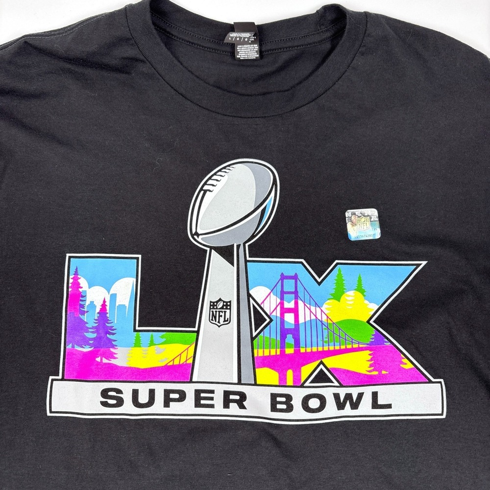 New Super Bowl LX 60 Tee Shirt Mens Sz L Black Caesars Sportsbook Exclusive NFL